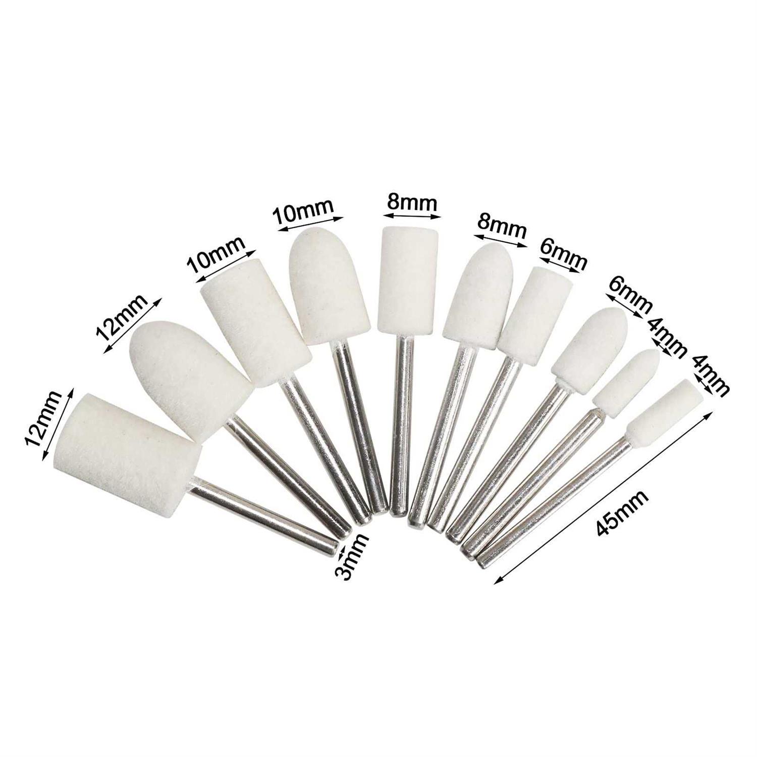 Fppo 1inch Polishing Buffing Wheel Set,Wool Felt Cotton Mounted 3mm Shank for Rotary Tool Accessories,Mini Brush Polishing Kit for Watch and Jewelry - Cheap Fitting