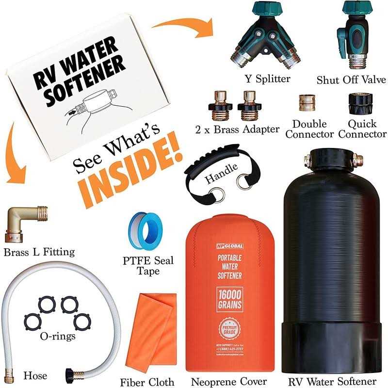 NPGLOBAL RV Water Softener Portable 16,000 Grain 3/4 GHT Fittings - Cheap Fitting
