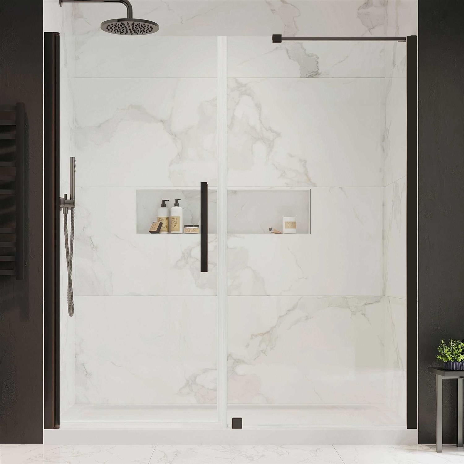 Ove Decors Tampa-Pro 67-1/8 in. W x 72 in. H Alcove Shower Enclosure with Pivot Frameless Shower Door in ORB with Buttress Panel TP02B0300 - Cheap Fitting
