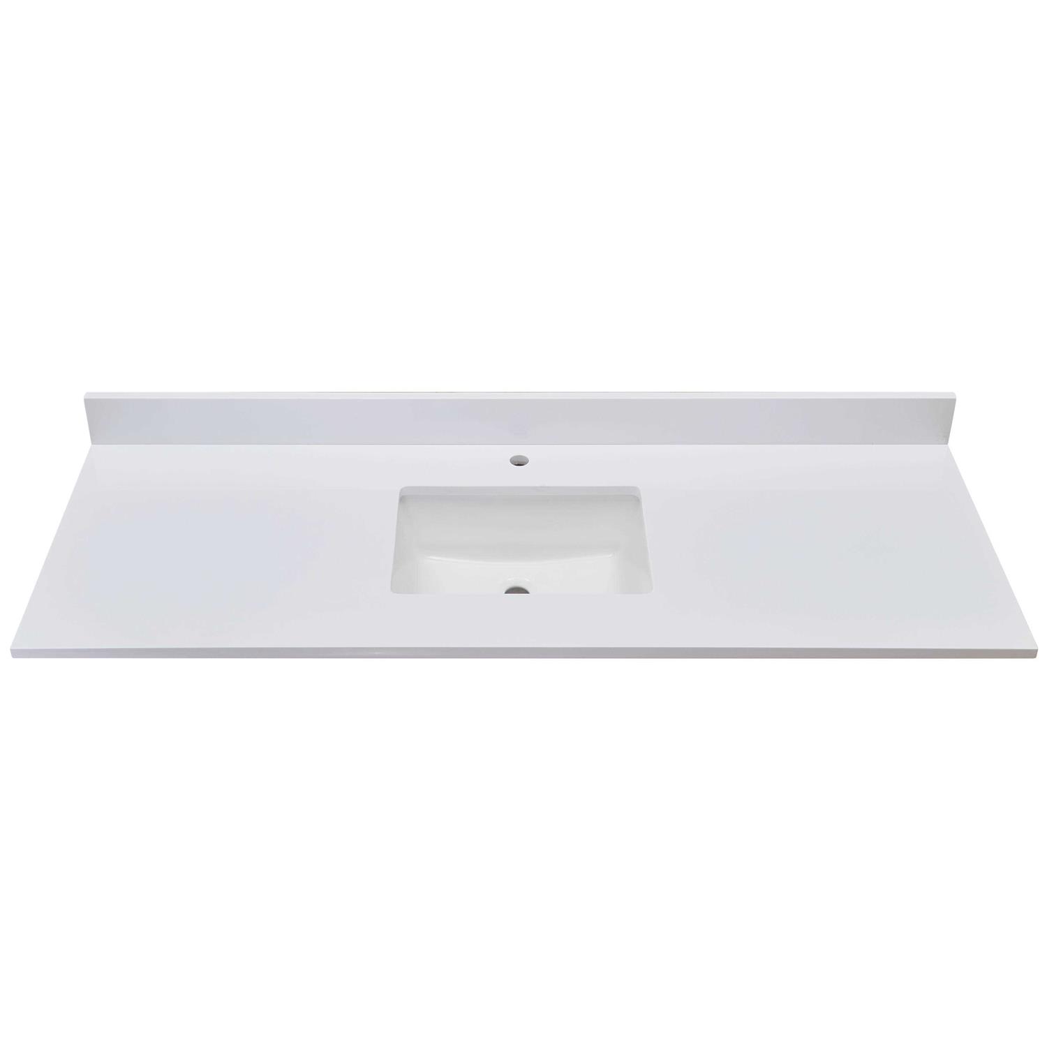 Altair-3 61 in. Composite Stone Vanity Top in Milano White with White Sink - Cheap Fitting