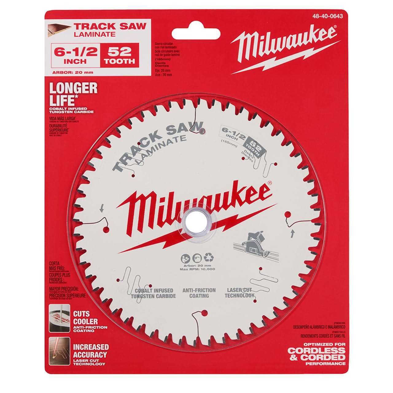 Milwaukee 48-40-0643 6-1/2 52T Laminate Track Saw Blade - Cheap Fitting