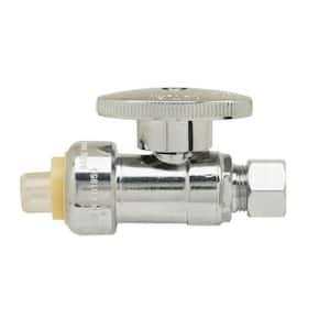 Plumbshop 1/2 in. Push Connect x 3/8 in. Compression 1/4-Turn Angle Stop PLB101X P - Cheap Fitting
