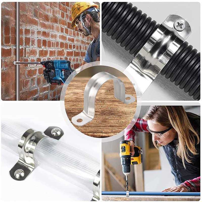 AKIHISA 10 Pcs 2 Hole U Tube Strap Clamp 304 Stainless Steel Rigid Pipe Strap Clamp ID - Cheap Fitting