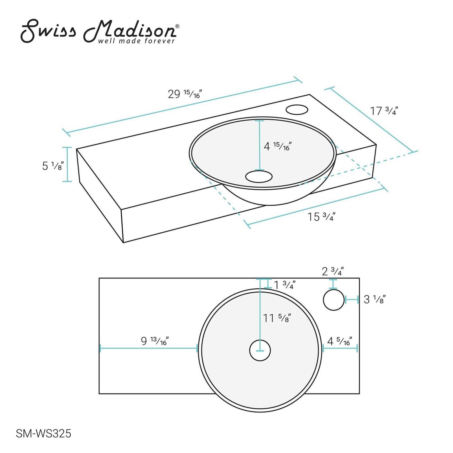 Swiss Madison Château 30 Right Side Faucet Wall-Mount Bathroom Sink SM-WS325 - Cheap Fitting