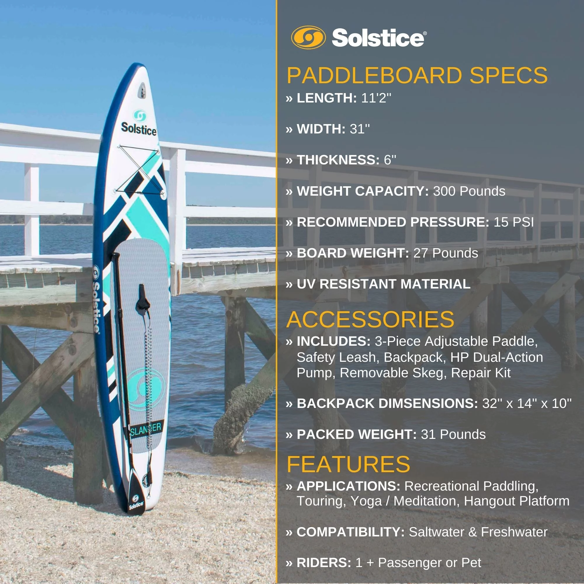 Solstice Watersports Islander Inflatable Stand-Up Paddle Board Kit (11'2 x 31'' x 6'') - Cheap Fitting