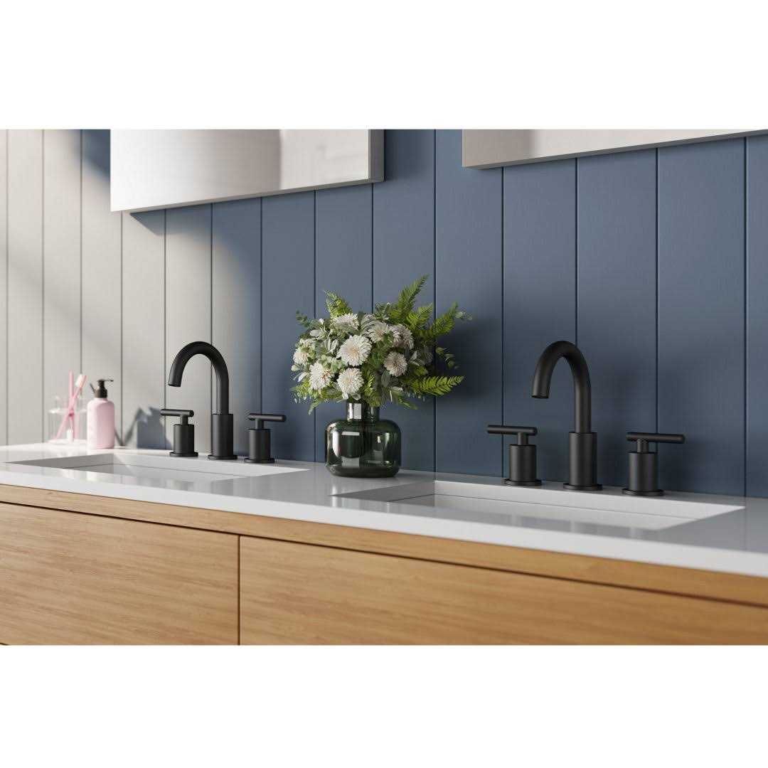 FORIOUS WB-0300B Widespread Faucet 2-handle Bathroom Faucet with Drain Assembly Finish - Cheap Fitting