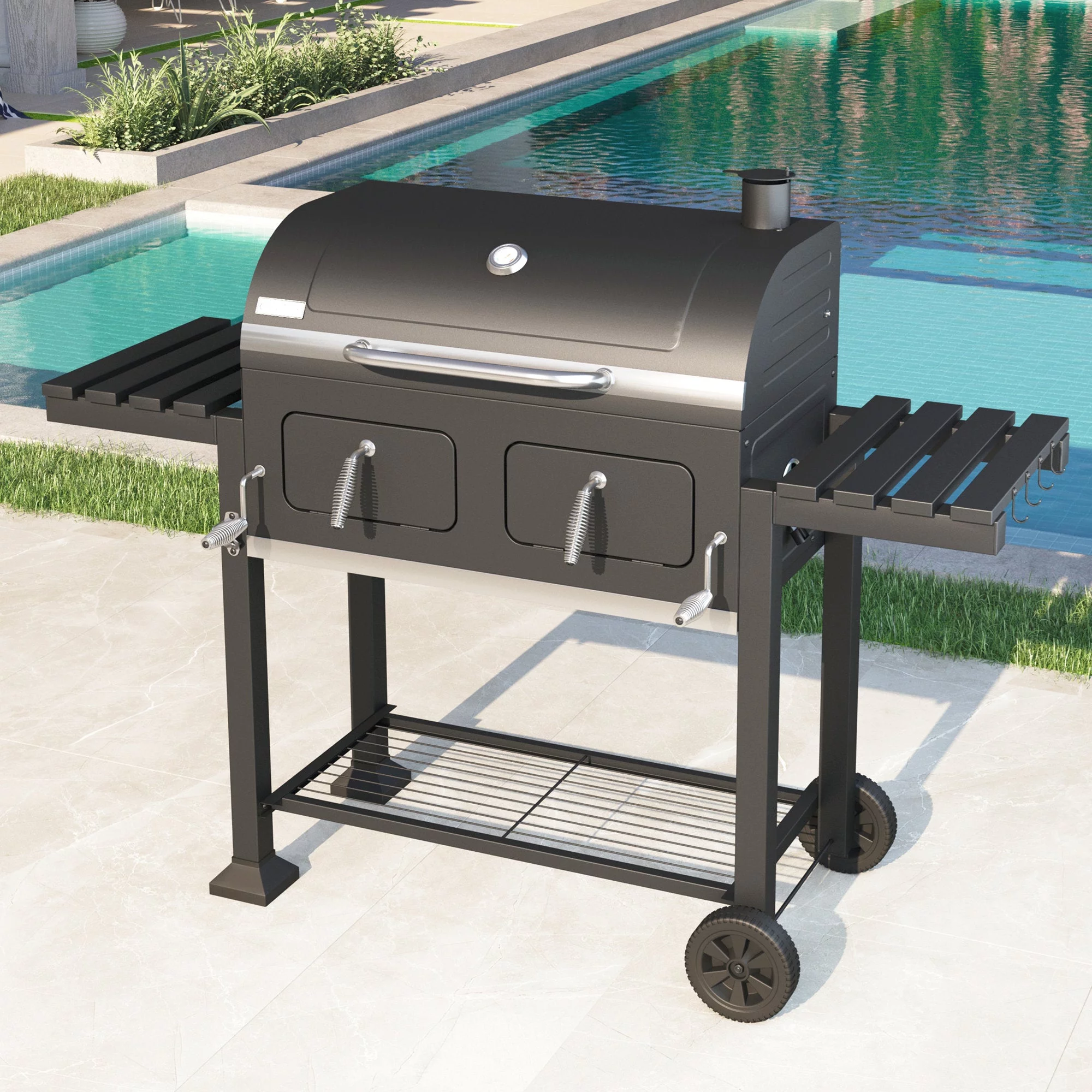 34-inch BBQ Charcoal Grill Outdoor Portable Barbecue Grill - Cheap Fitting