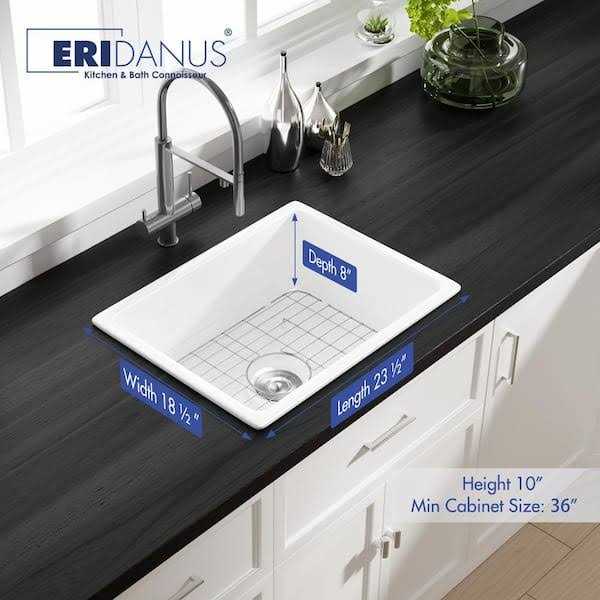 Eridanus ERI-DS-162 Single Bowl Fireclay Dual Mount Kitchen Sink - Cheap Fitting