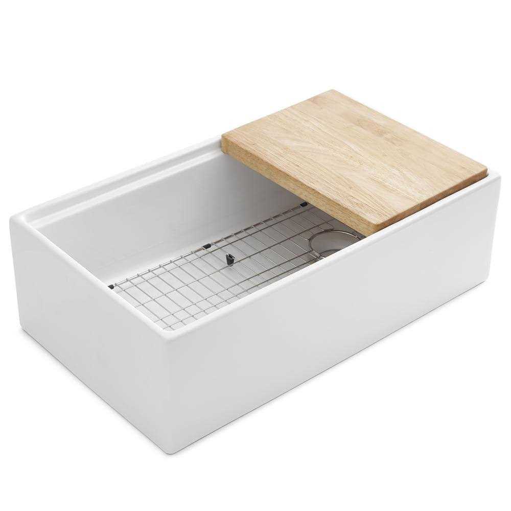 SINKOLOGY Bradstreet II 33 Farmhouse Single Bowl Fireclay Workstation Kitchen Sink - Cheap Fitting