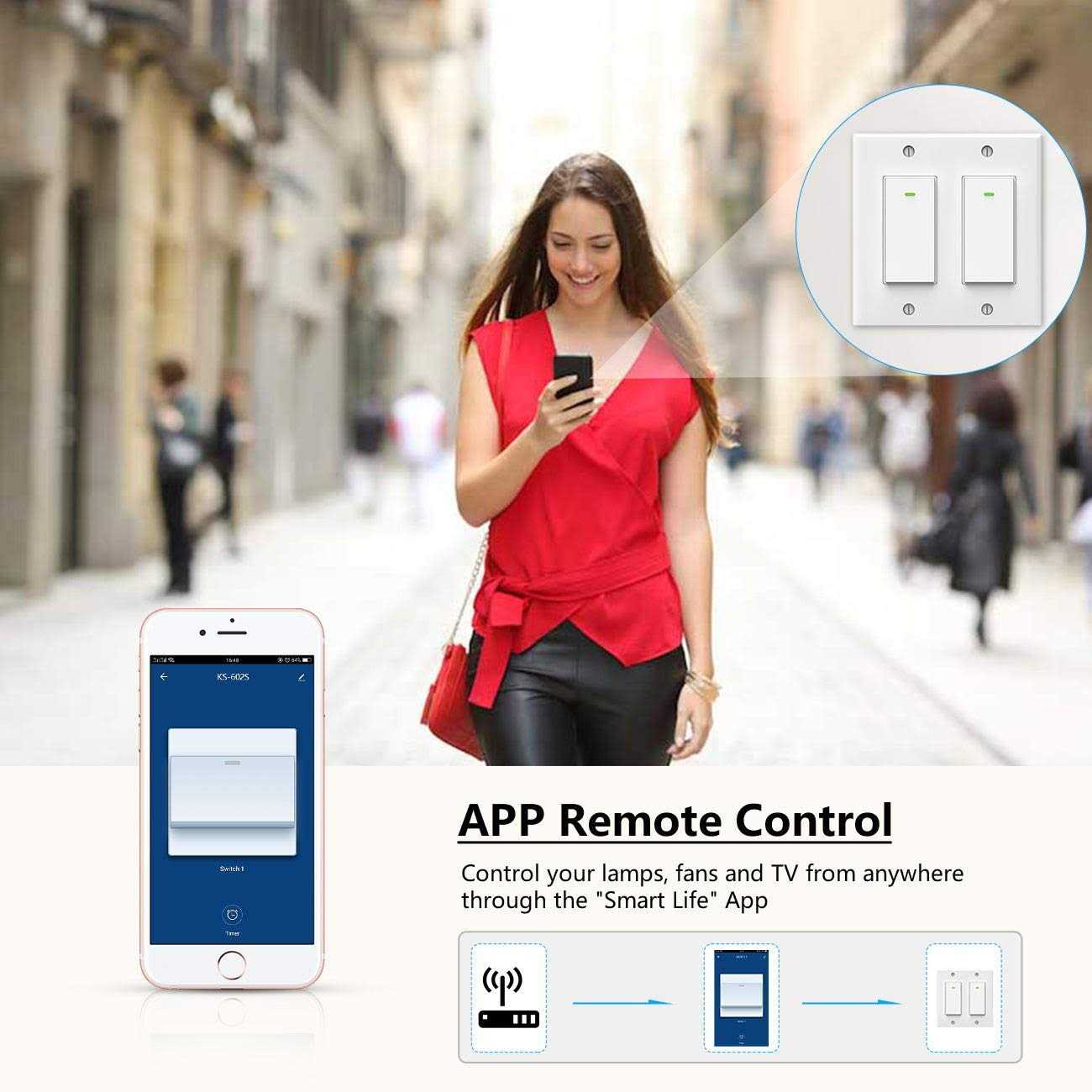 Smart Light Switch, Double Smart Wifi Light Switches, And Smart Switch 2 Gang - Cheap Fitting