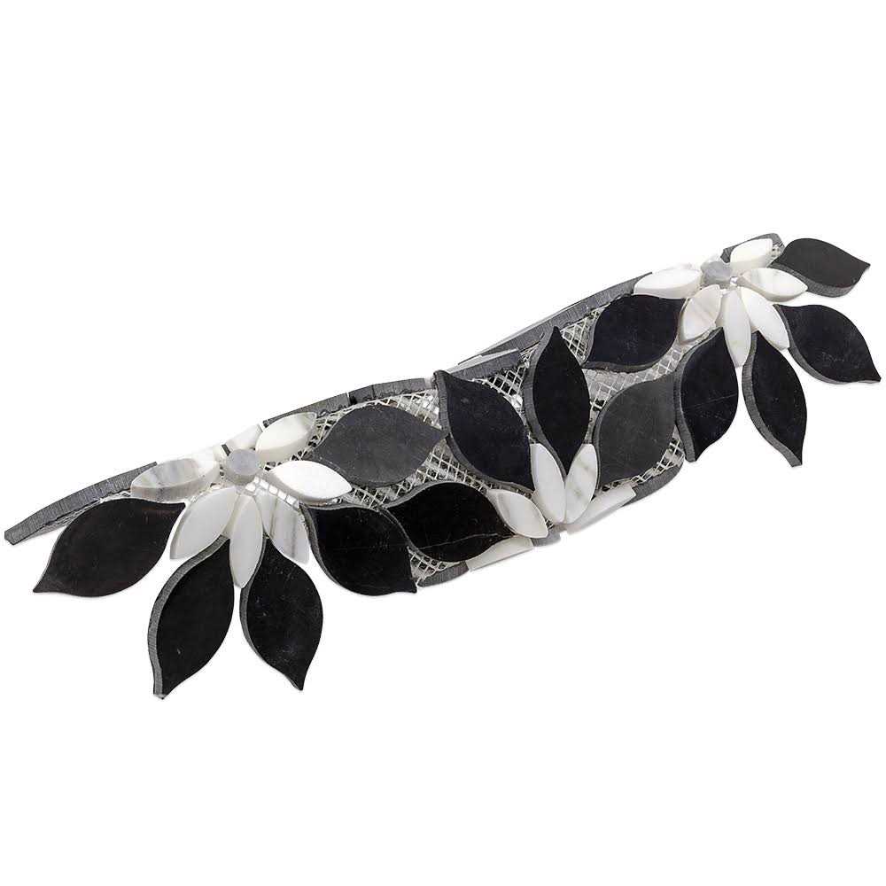 Ivy Hill Tile Thistle Black 12.4 in. x 14.13 in. Polished Marble Mosaic Tile - Cheap Fitting