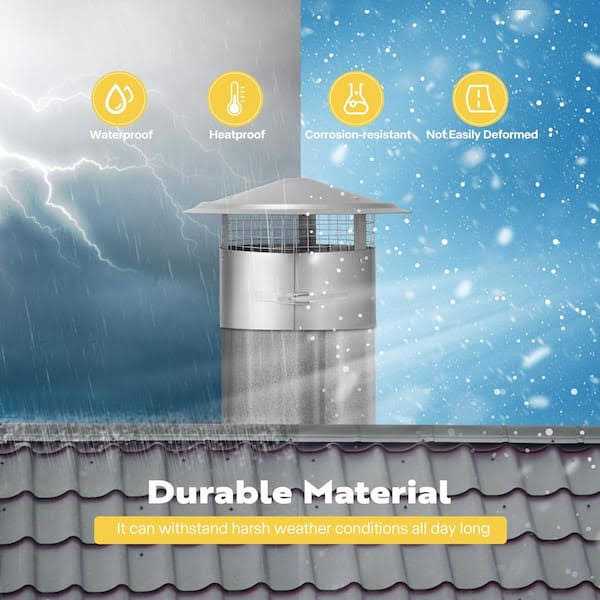 VIVOHOME Round Adjustable Stainless Steel Chimney Cap with Screen - Cheap Fitting