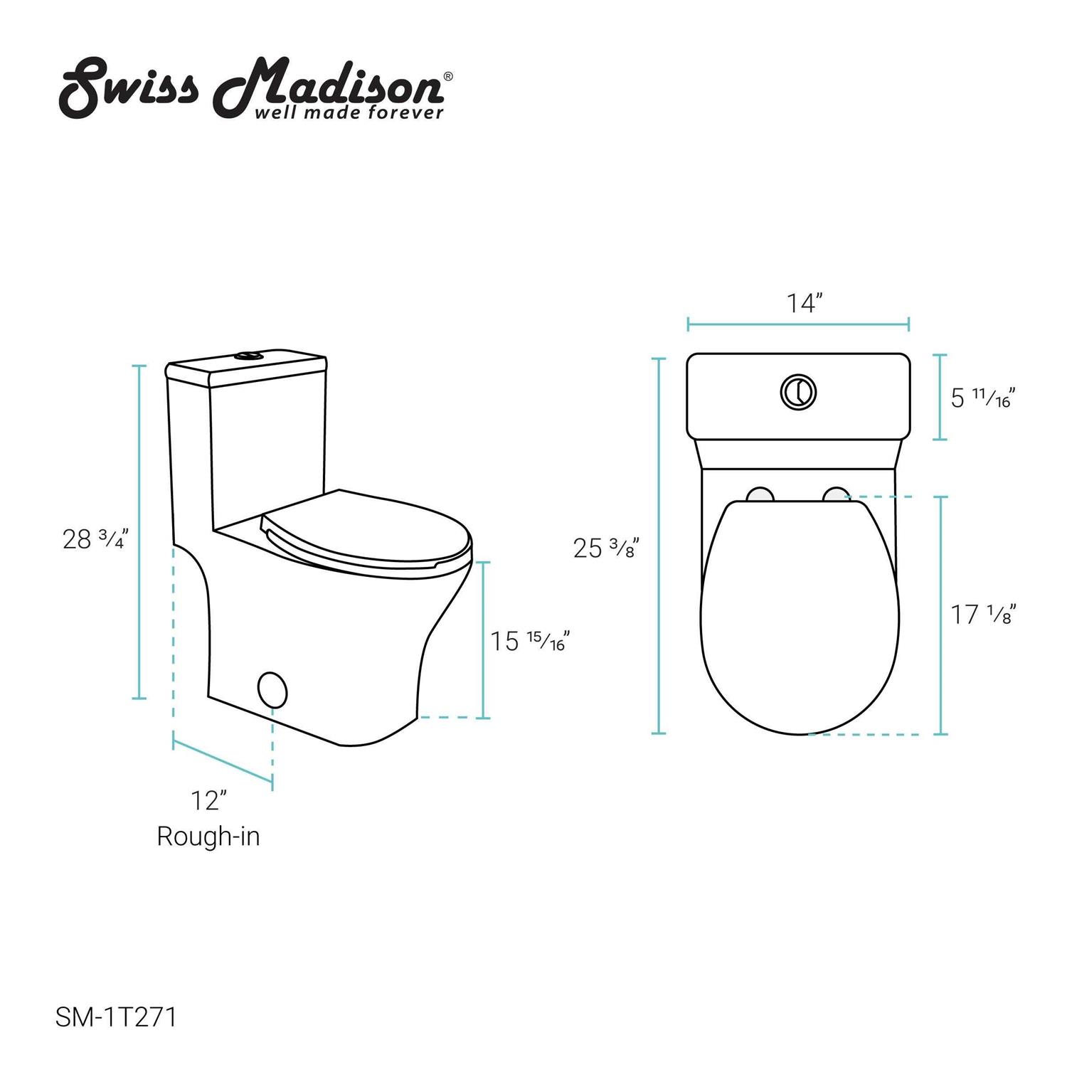 Swiss Madison Sublime III One-Piece Round Toilet Vortex Dual-Flush 0.95/1.26 GPF - Cheap Fitting