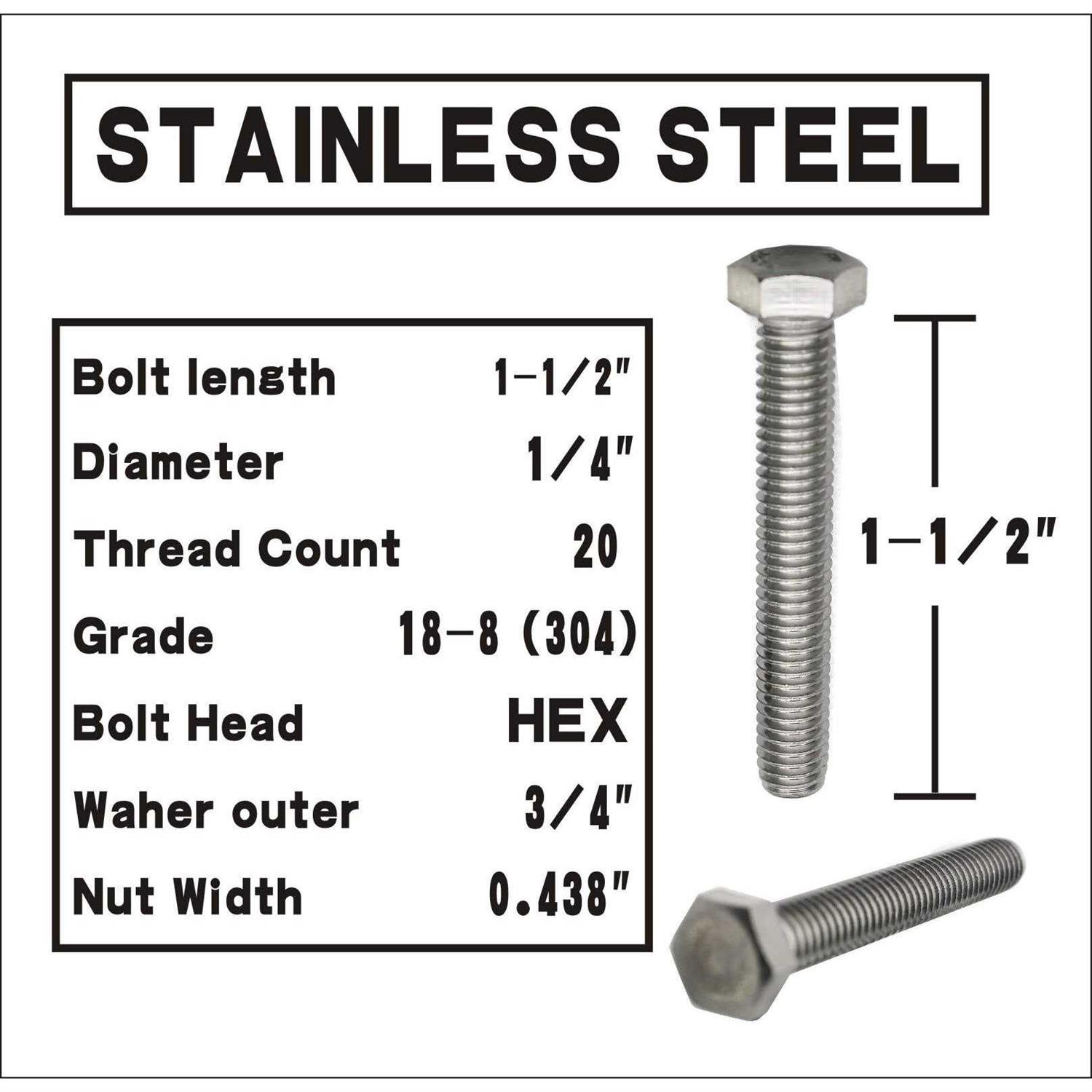 Fullerkreg Stainless Steel Hex Head Screws Bolts Nuts Flat & Lock Washers - Cheap Fitting