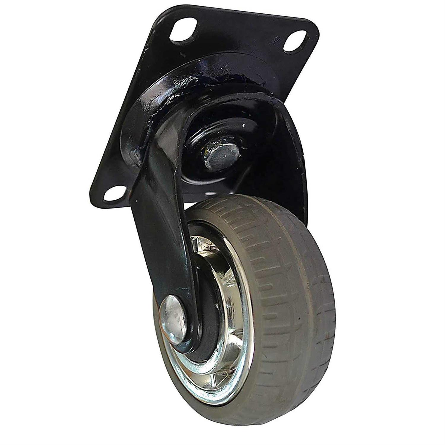 Shepherd Hardware 8270e Designer Casters 5 inch Soft Rubber Chrome & Black Designer Caster - Cheap Fitting