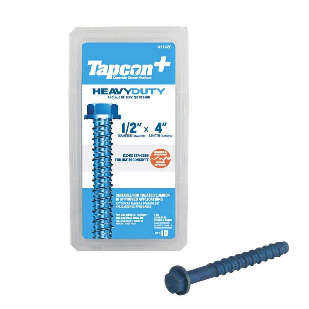 11420 Tapcon Concrete Screw Anchors 1/2 by 4	11420 Tapcon Concrete Screw Anchors 1/2 by 4 - Cheap Fitting