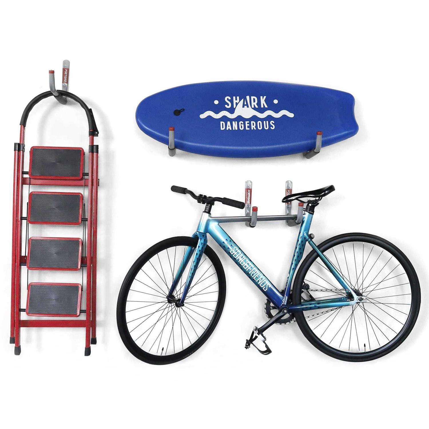 Poetiske Utility Hooks Ladder Hooks with 98 Jumbo Arm Garage Storage Organizer Hang Folding Chair Bike Ski Tool Heavy Duty 4pc - Cheap Fitting