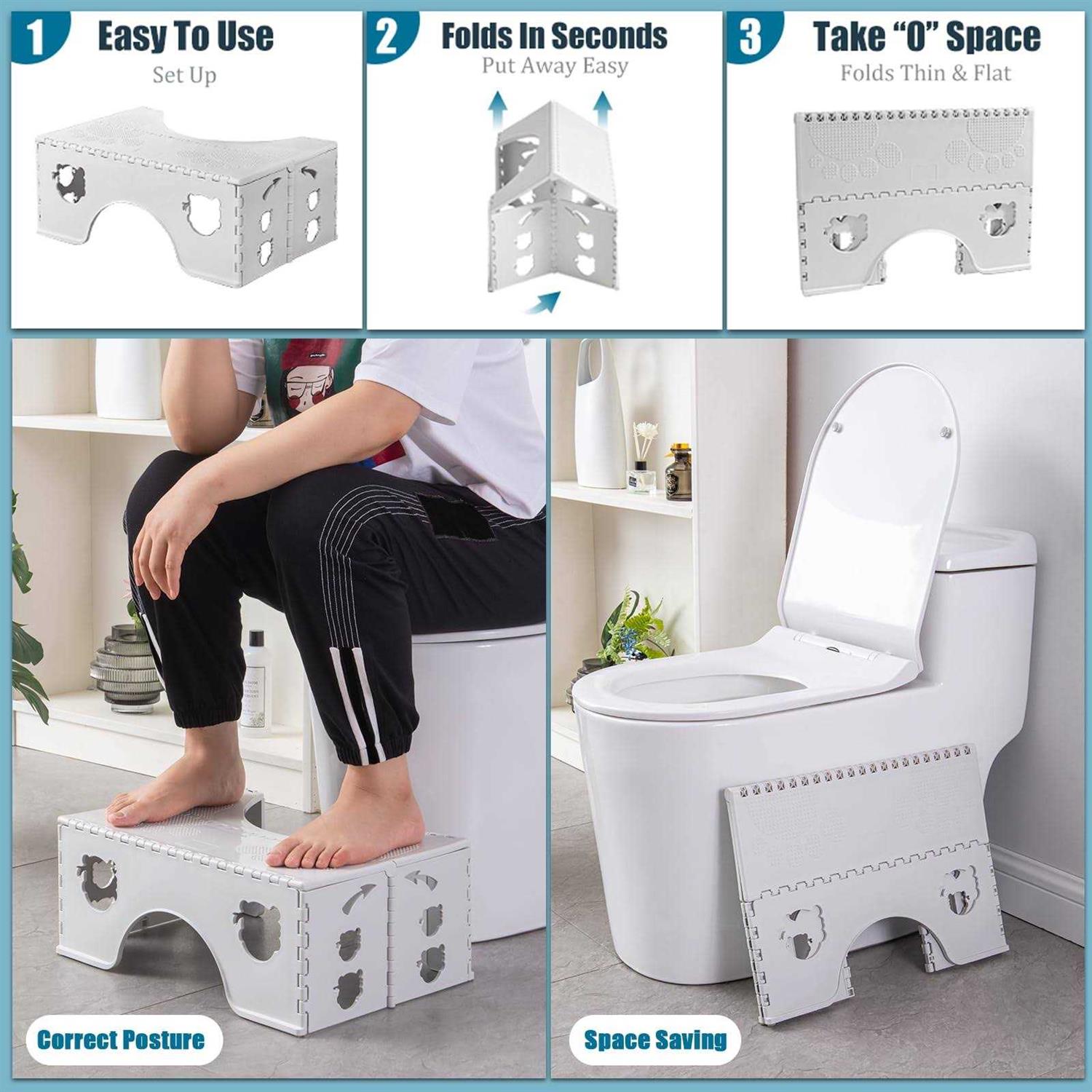 CHEAGO Foldable Toilet Stool 7 inches Healthy Squatting Posture Poop Stool with Anti-Slip Feet - Cheap Fitting