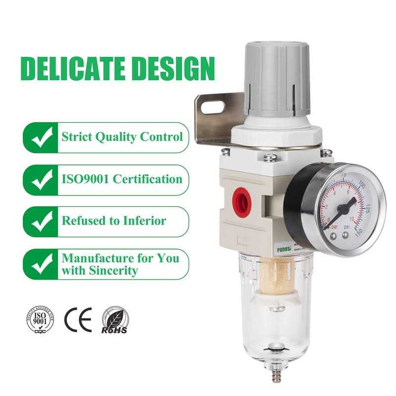PUDUSI NPT Compressed Air Filter Regulator Combo Air Compressor Water Separator - Cheap Fitting