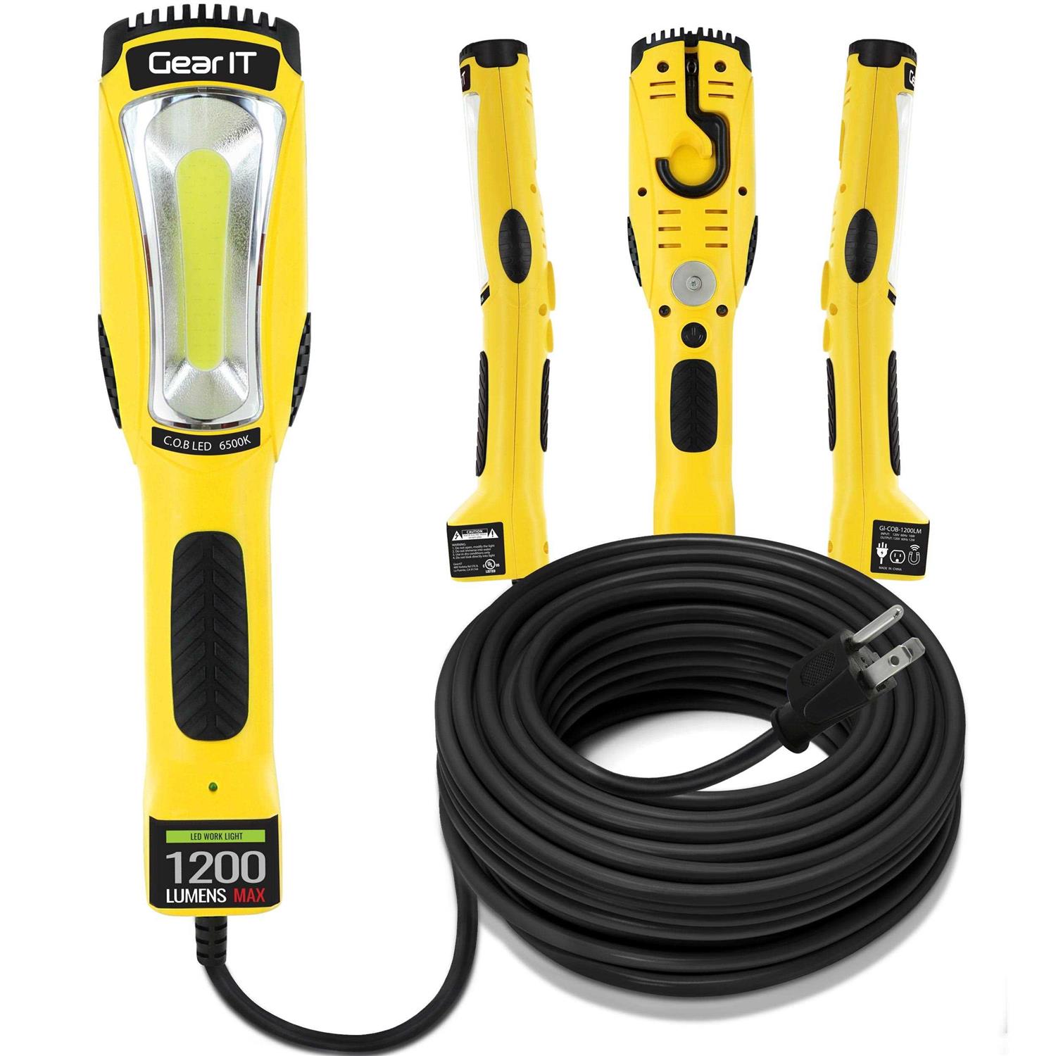 Gearit LED Work Light 1200 Lumen COB LED 16 Gauge Sjtw Indoor/Outdoor Nema 5-15r Extension Cord - Cheap Fitting