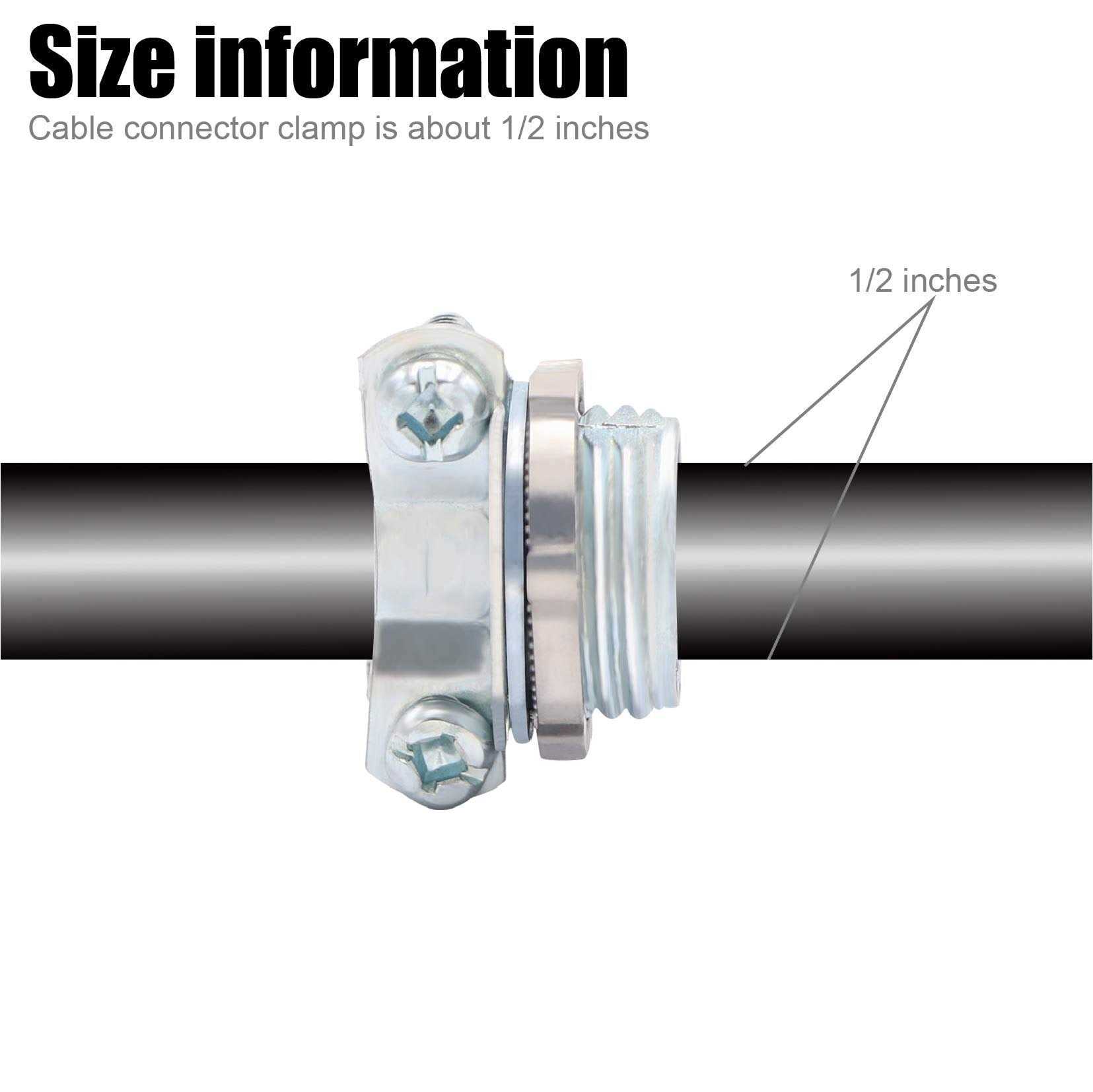 fuzbaxy 12pcs 1/2inch clamp type cable connectors for metallic conduit protect cables silver-zinc - Cheap Fitting