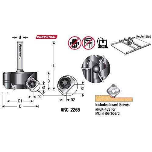 Amana Tool RC-2255 CNC Spoilboard Insert Carbide 3 Wing Surfacing - Cheap Fitting
