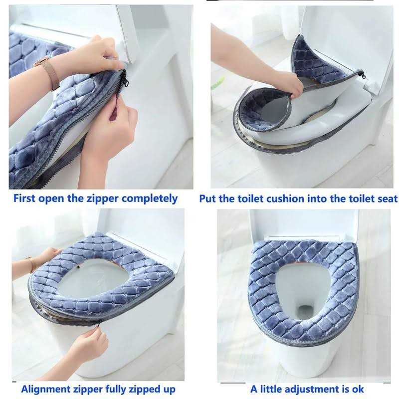 WDSHCR Toilet Seat Cover for Bathroom Toilet Seat Cushion Covers Soft Thicker Warmer Washable Toilet Seat Cover Pads with Zipper Home Reusable - Cheap Fitting