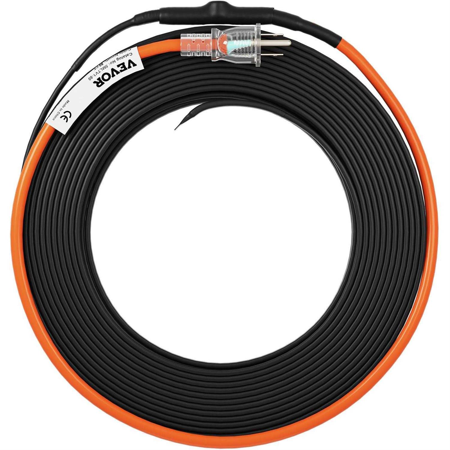 VEVOR Self-Regulating Pipe Heating Cable 5W/ft Heat Tape for Pipes Freeze Protection, Protects PVC Hose, Metal and Plastic Pipe - Cheap Fitting