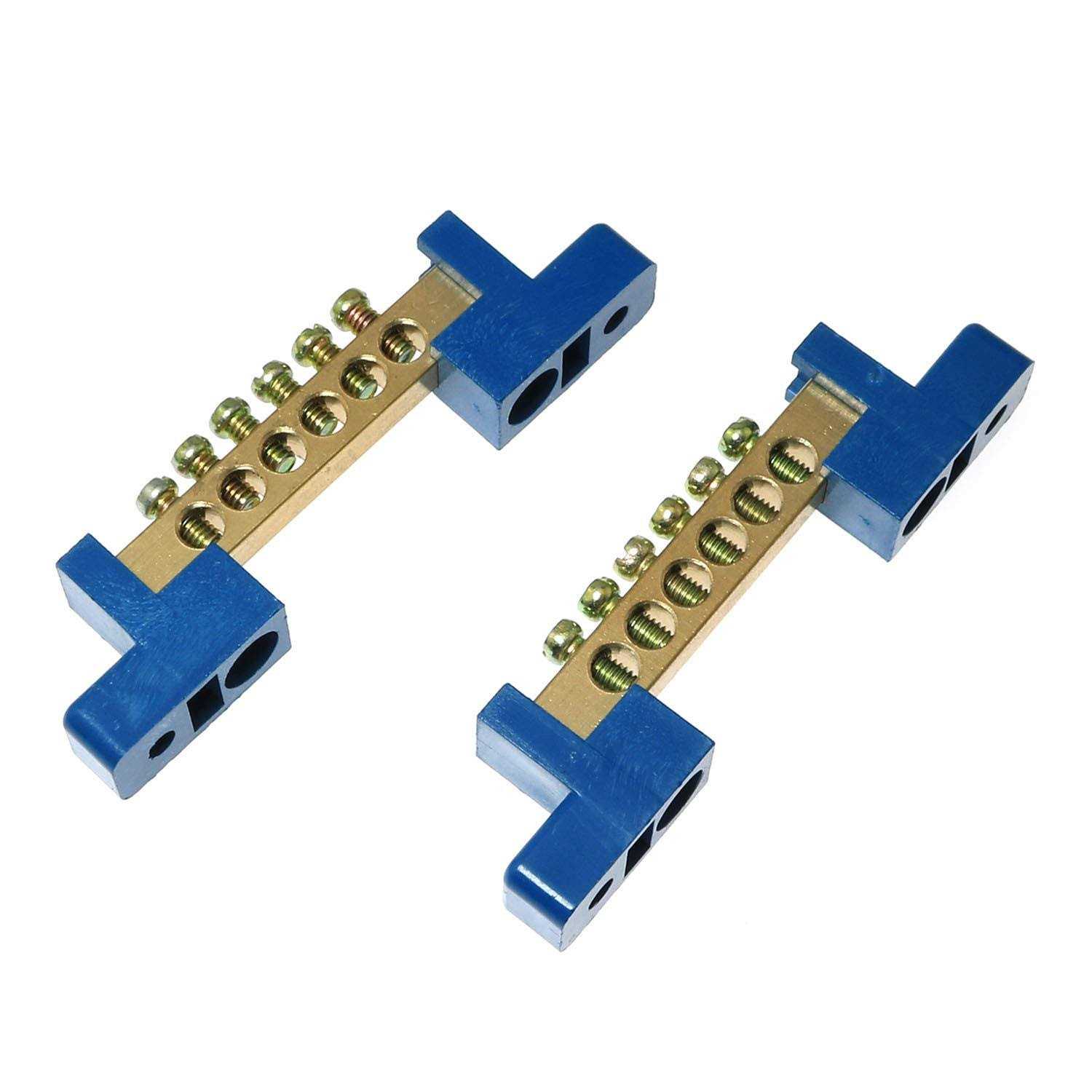 RLECS 2pcs Terminal Bus Bar Terminal Block Brass Wire Screw Terminal Grounding Strip Bus Bar Block - Cheap Fitting
