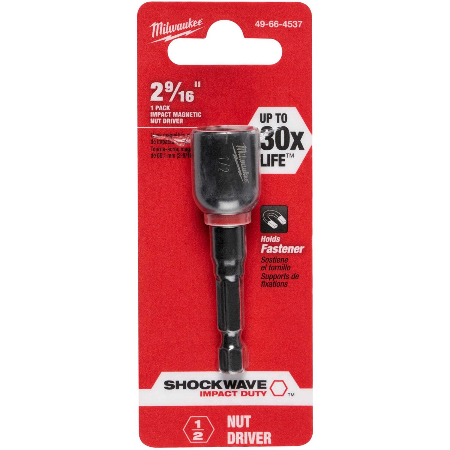 Milwaukee Shockwave 2-9/16 Magnetic Nutdriver 1/2 - Cheap Fitting