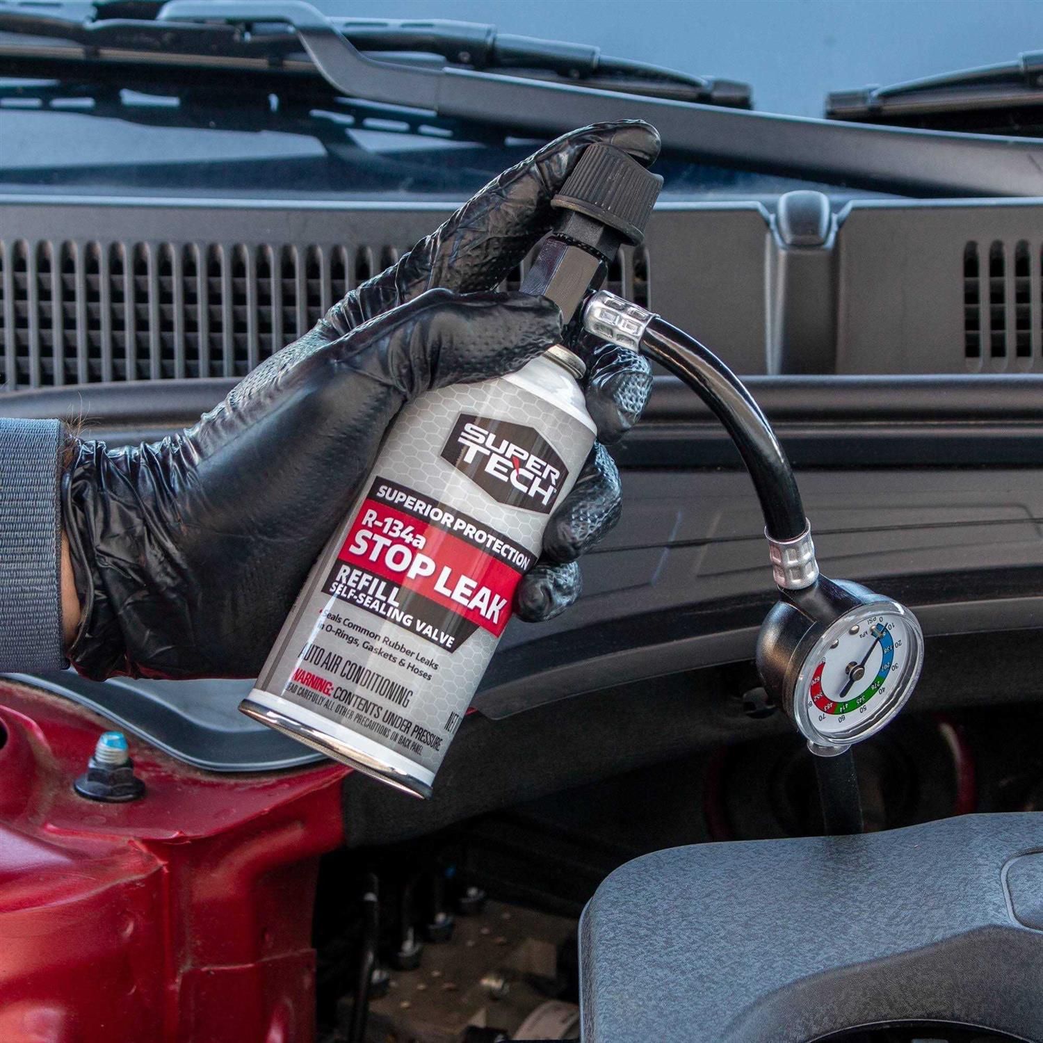 Super Tech Auto R-134a Refrigerant with Stop Leak - Cheap Fitting