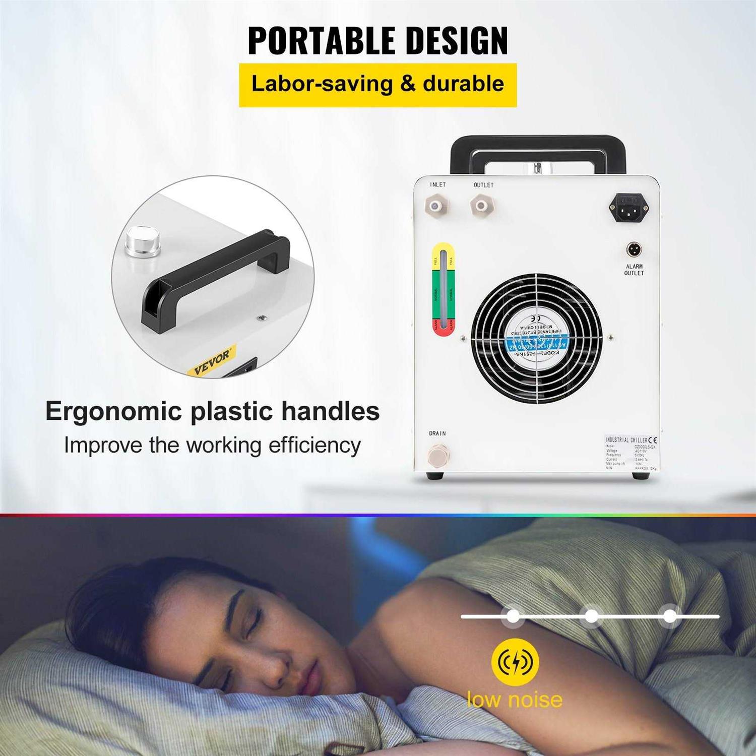 VEVOR Water Chiller CW-3000 Industrial Chiller 9L Thermolysis Type Water Chiller 50W/°C - Cheap Fitting