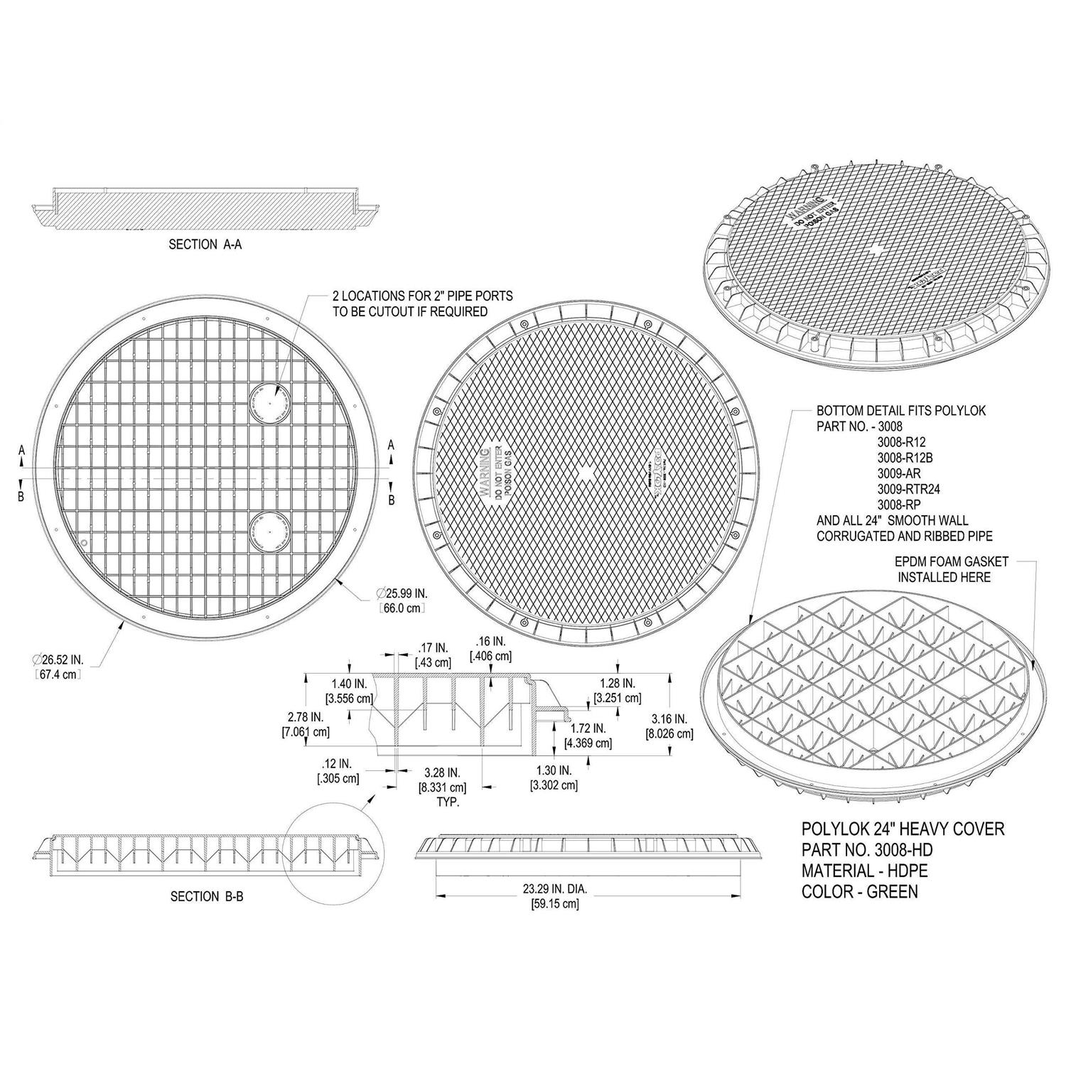 Polylok 24 Heavy Duty Cover/Lid for Corrugated Pipe - Cheap Fitting