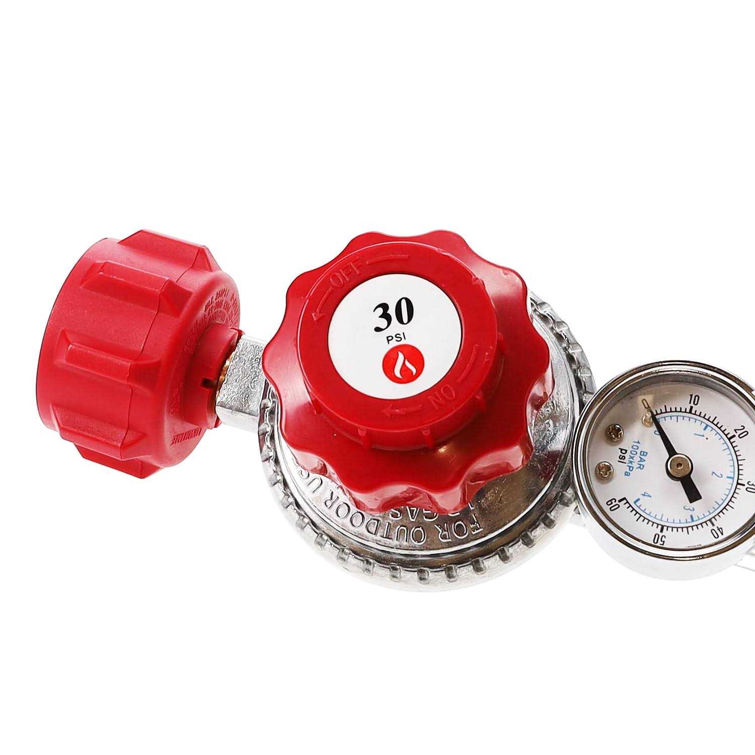 Gasone 4 ft Propane Regulator and Hose 0-30psi with PSI Gauge - Cheap Fitting