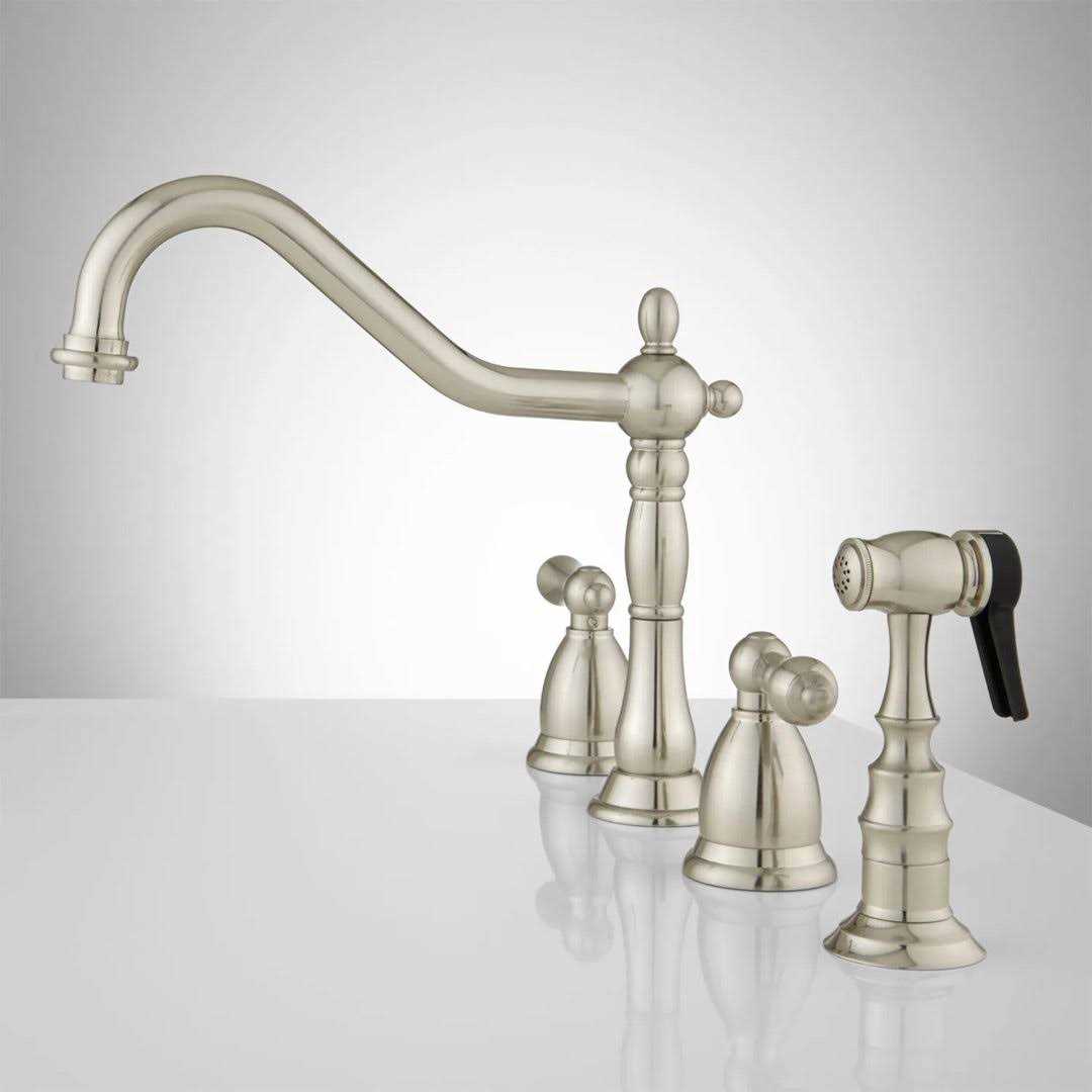 Helena Widespread Kitchen Faucet with Side Spray Signature Hardware - Cheap Fitting