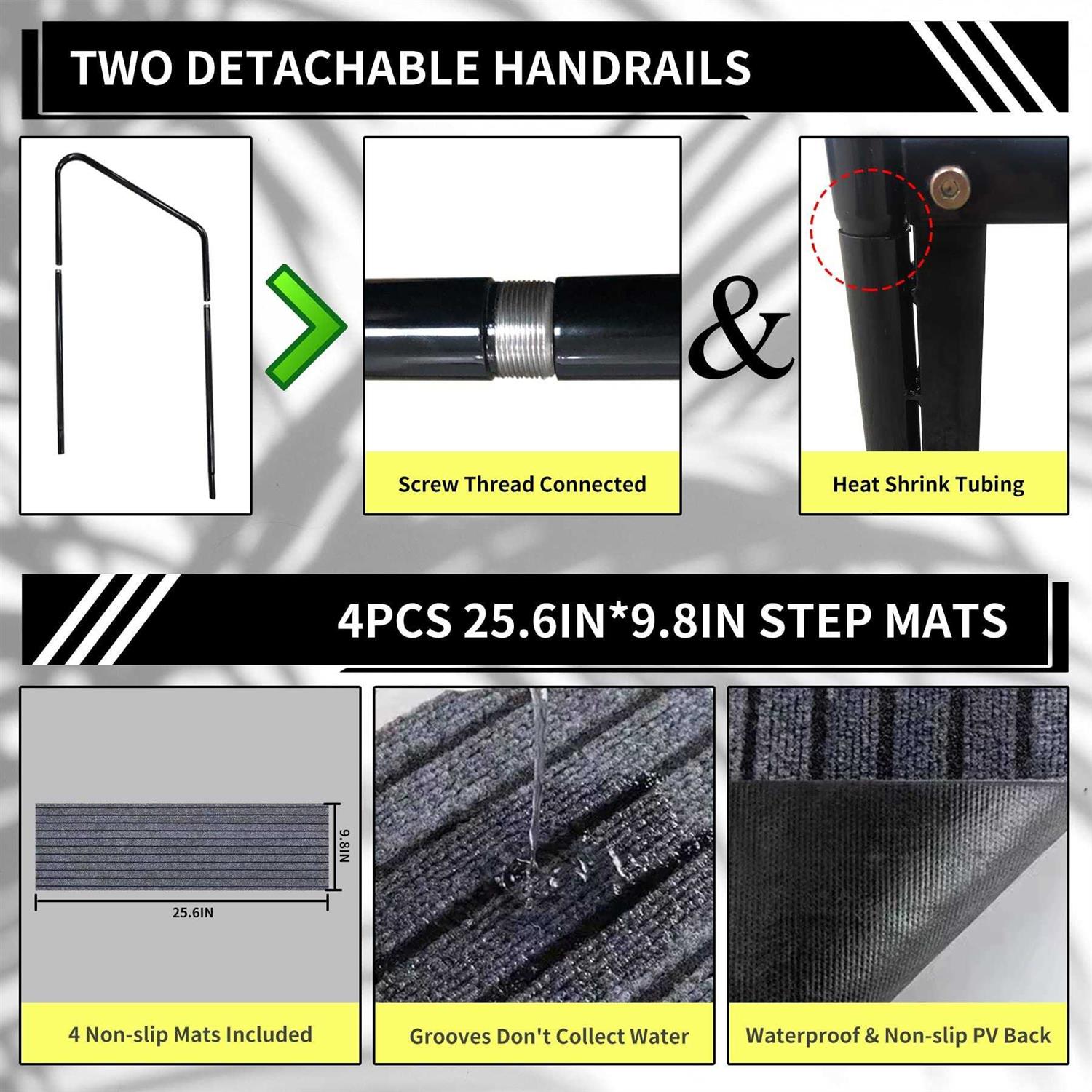 RV Steps with Two handrails 2 Steps Mobile Home Stairs Steps Outdoor - Cheap Fitting