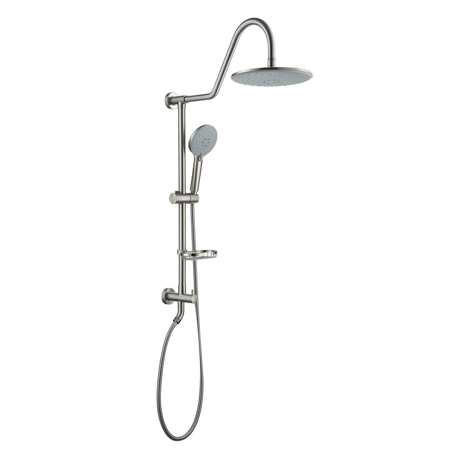 CASAINC Exposed Pipe Shower System with 10-in Rainfall Shower Head and Handheld Shower - Cheap Fitting