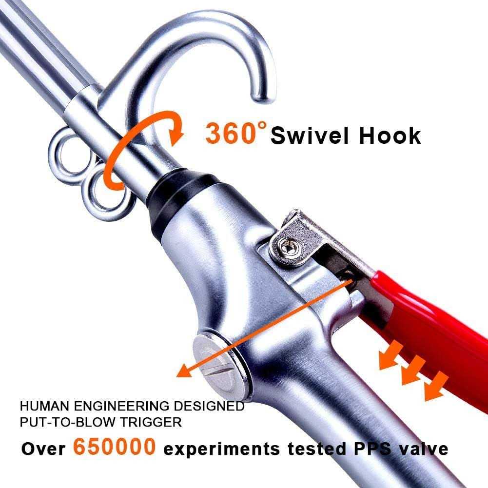 High Volume Powerful Industrial Air Blow Gun 17-26 Inch Extensible Stainless Steel Air Flow Nozzle - Cheap Fitting