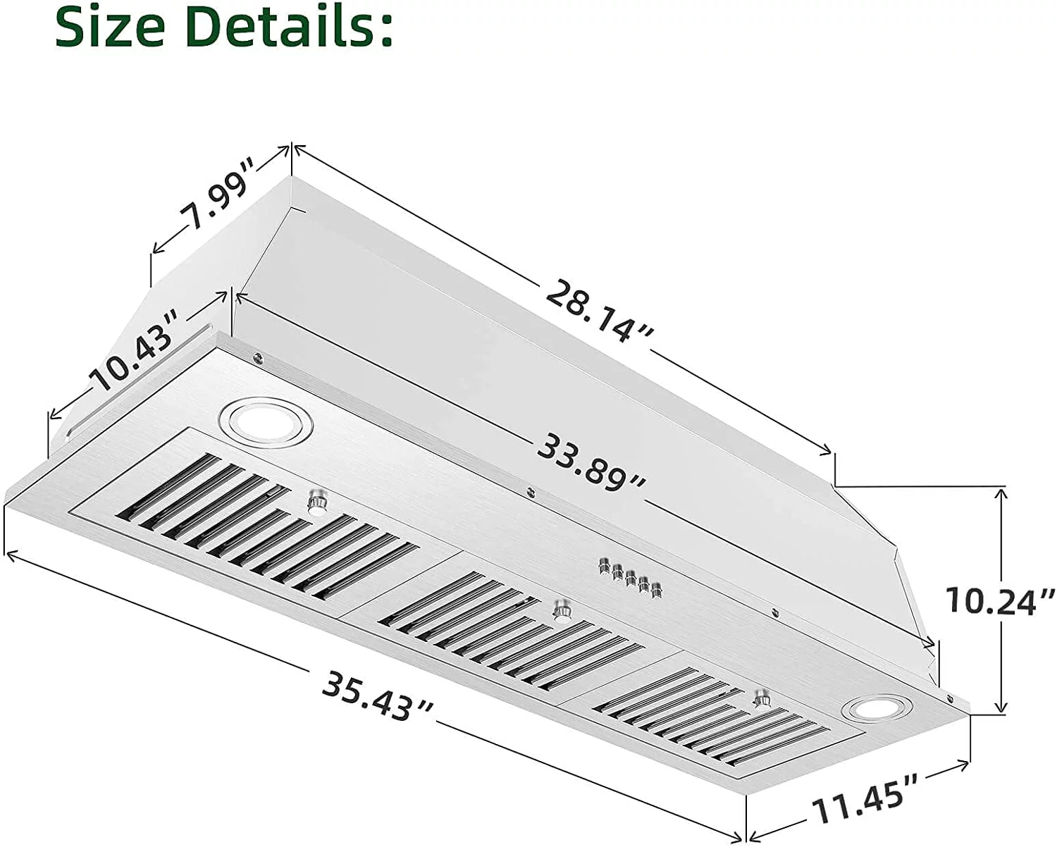 Range Hood Insert 36 inch 600CFM Stainless Steel Built-in Vent Hood Home Kitchen - Cheap Fitting