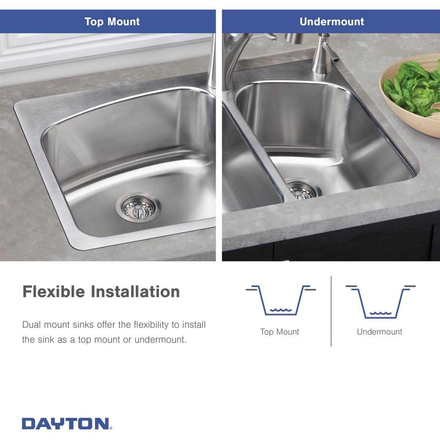 Elkay DSESR127224 Dayton 27 Stainless Steel Kitchen Sink - Cheap Fitting