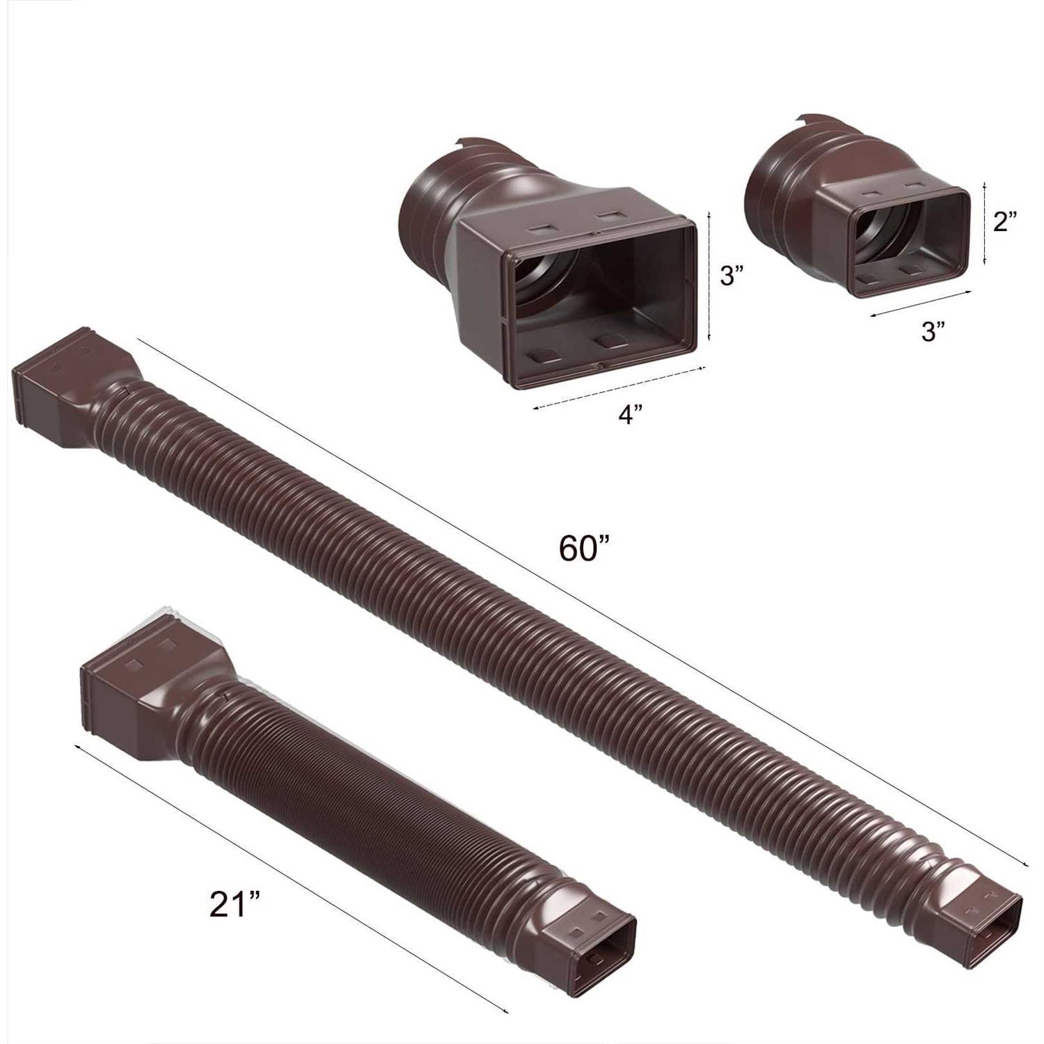 YOTODY 2 Pack Rain Gutter Downspout Extensions Flexible Drain Downspout Extender Connector 21-60,Screws for Included - Cheap Fitting