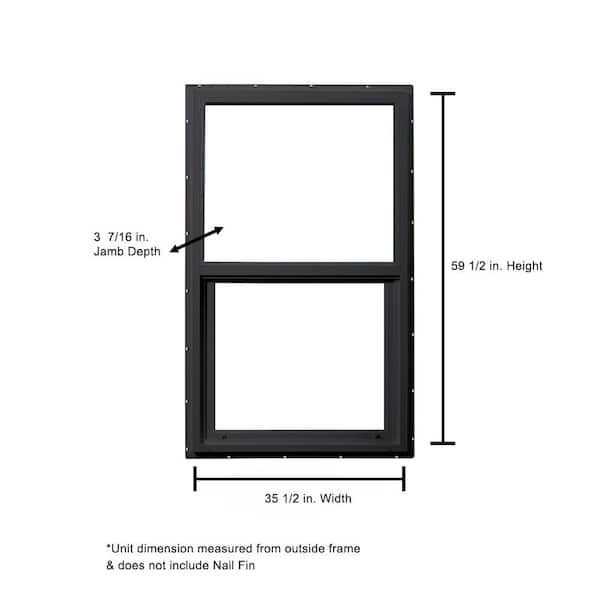 Ply Gem 35.5 in. Select Series Single Hung Vinyl Black Window with HPSC Glass and Screen Included - Cheap Fitting