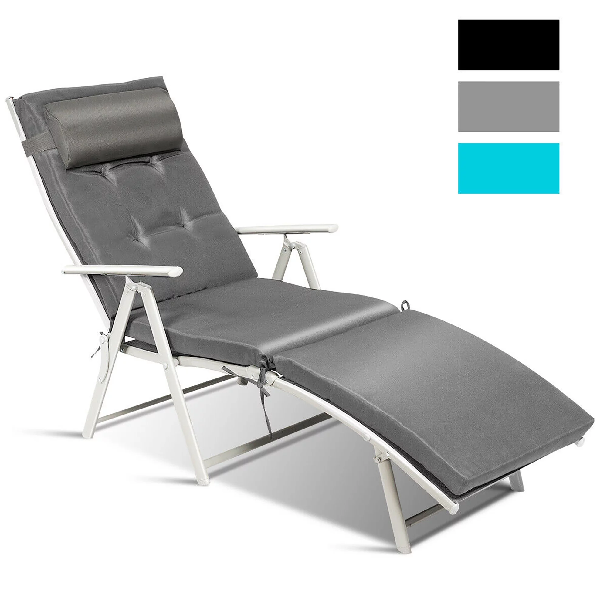 Costway Outdoor Folding Chaise Lounge Chair w/Cushion Black - Cheap Fitting