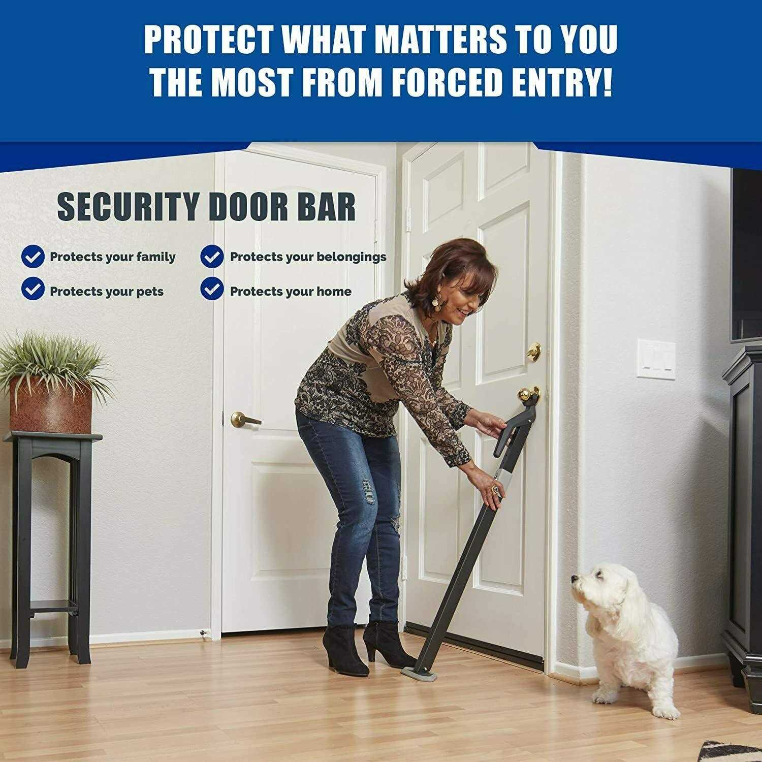 Heavy Duty Security Door Bar Fully Adjustable, Universal Door Stopper Device for Home Defense - Cheap Fitting