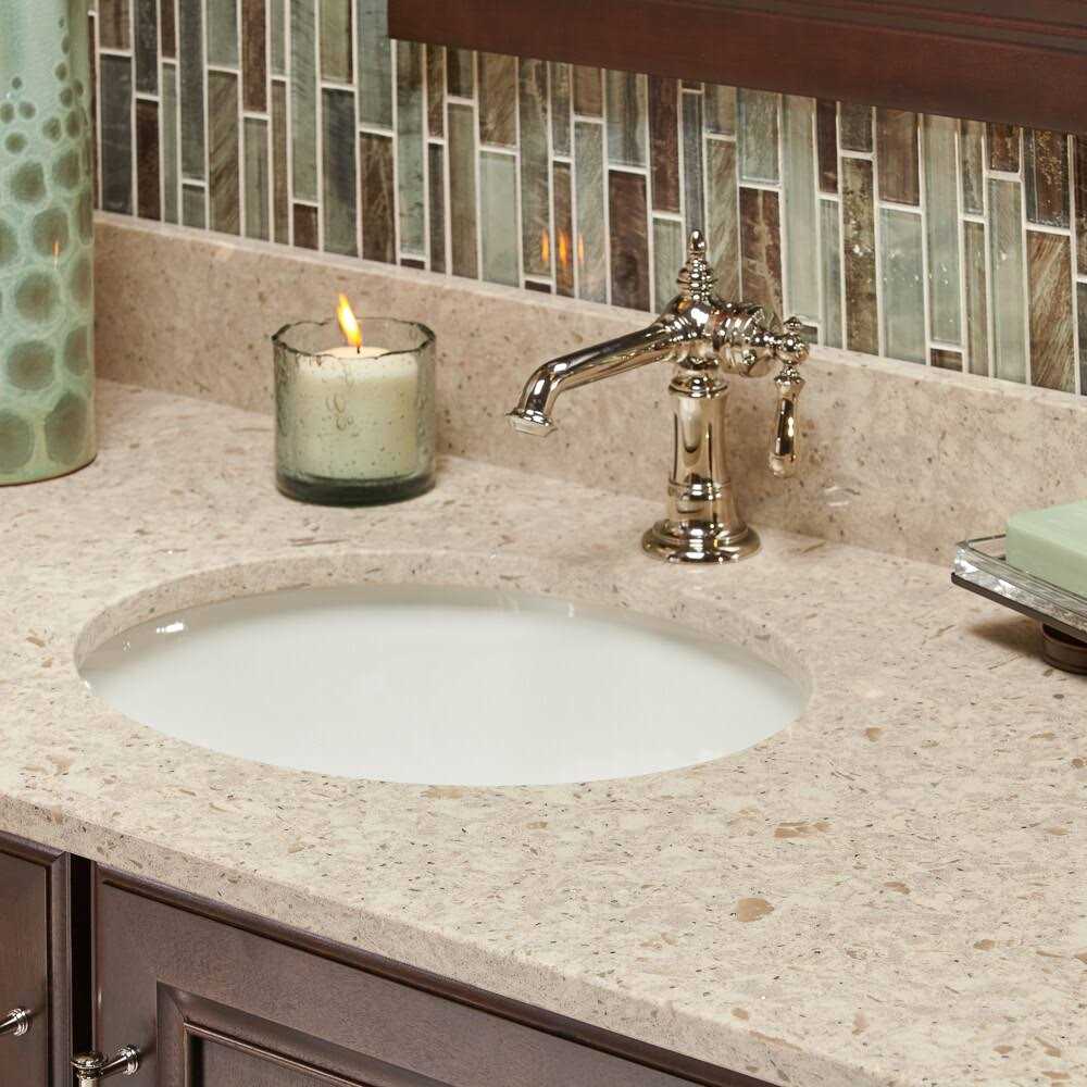 MarCraft Vista 49 in. W x 22 in. D Qt. Vanity Top in Orion with White Rectangle Single Sink VQOR4922801 - Cheap Fitting
