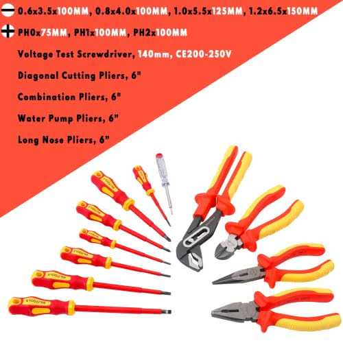 BILITOOLS Insulated Screwdriver & Pliers Set 1000V Electrical Tools for Electrician Magnetic Phillips Slotted Pozidriv Tips - Cheap Fitting