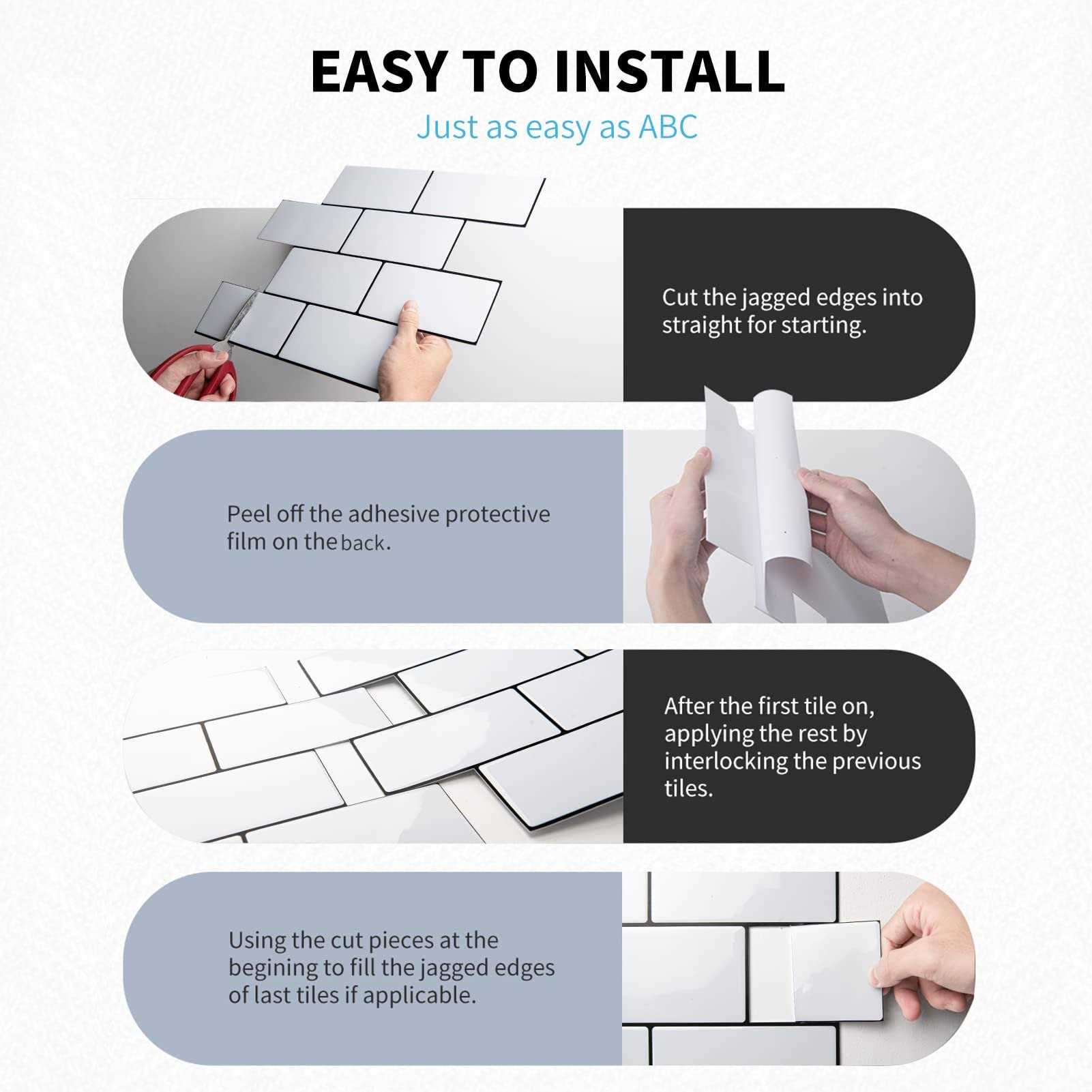 Art3d Peel and Stick Backsplash Subway Tiles - Cheap Fitting