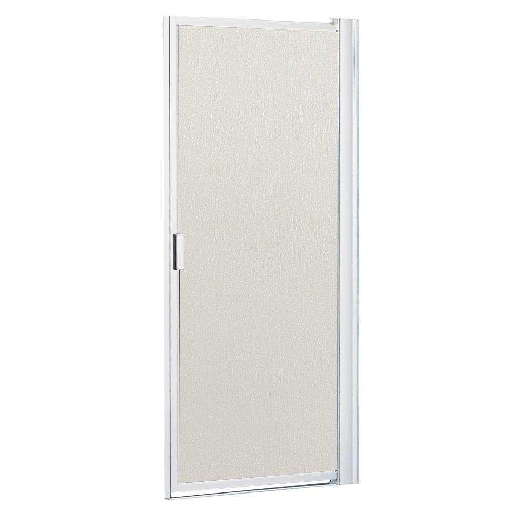 Contractors Wardrobe Model 6100 63 in. Framed Pivot Shower Door in Bright Clear with Rain Glass - Cheap Fitting