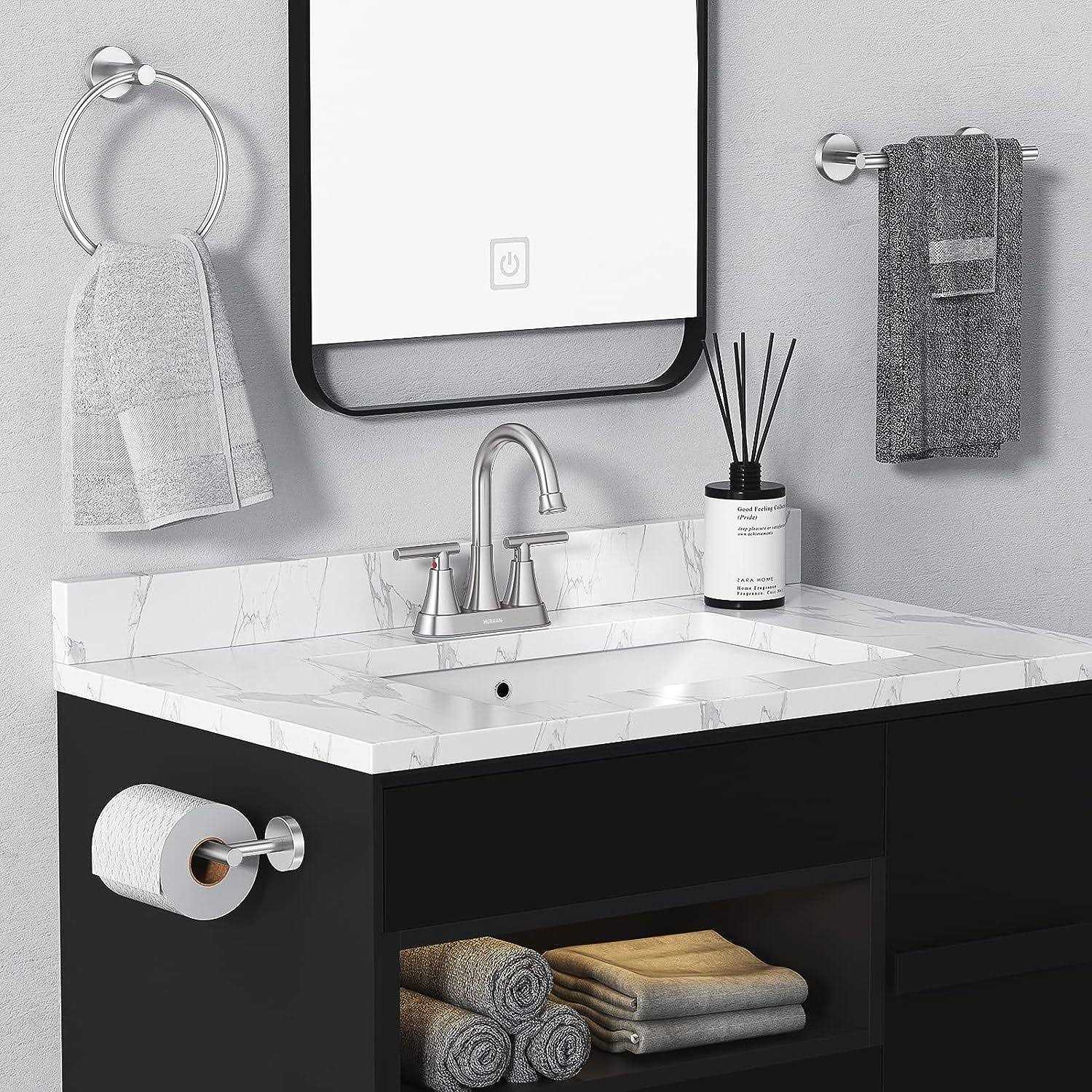 Hurran 4 inch Bathroom Faucets with Pop-up Drain and 2 Supply - Cheap Fitting