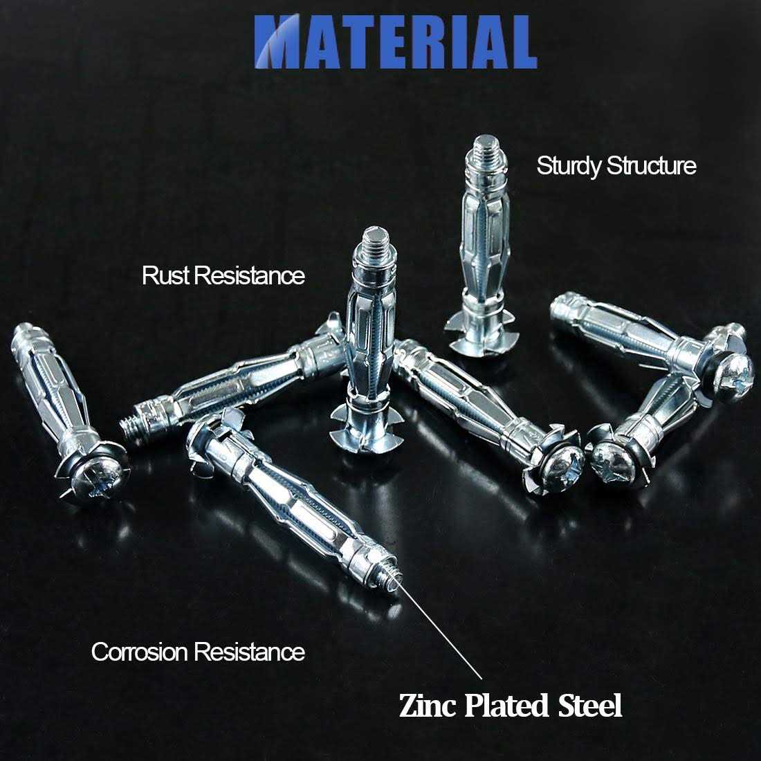 Glarks 30Pcs 6x52MM Heavy Duty Zinc Plated Steel Molly Bolt Hollow Drive Wall Anchor Screws Set for Drywall, Plaster and Tile - Cheap Fitting